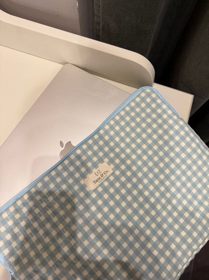 Funda portátil vichy azul/flor